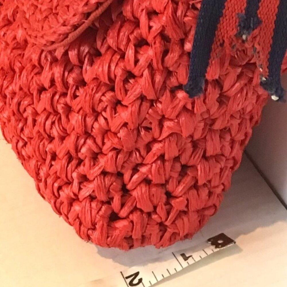 Forsum Woven Red Straw Shoulder Bag 10x8x2 Vintage Nautical Beach Vibes 1950 60s - Picture 5 of 14
